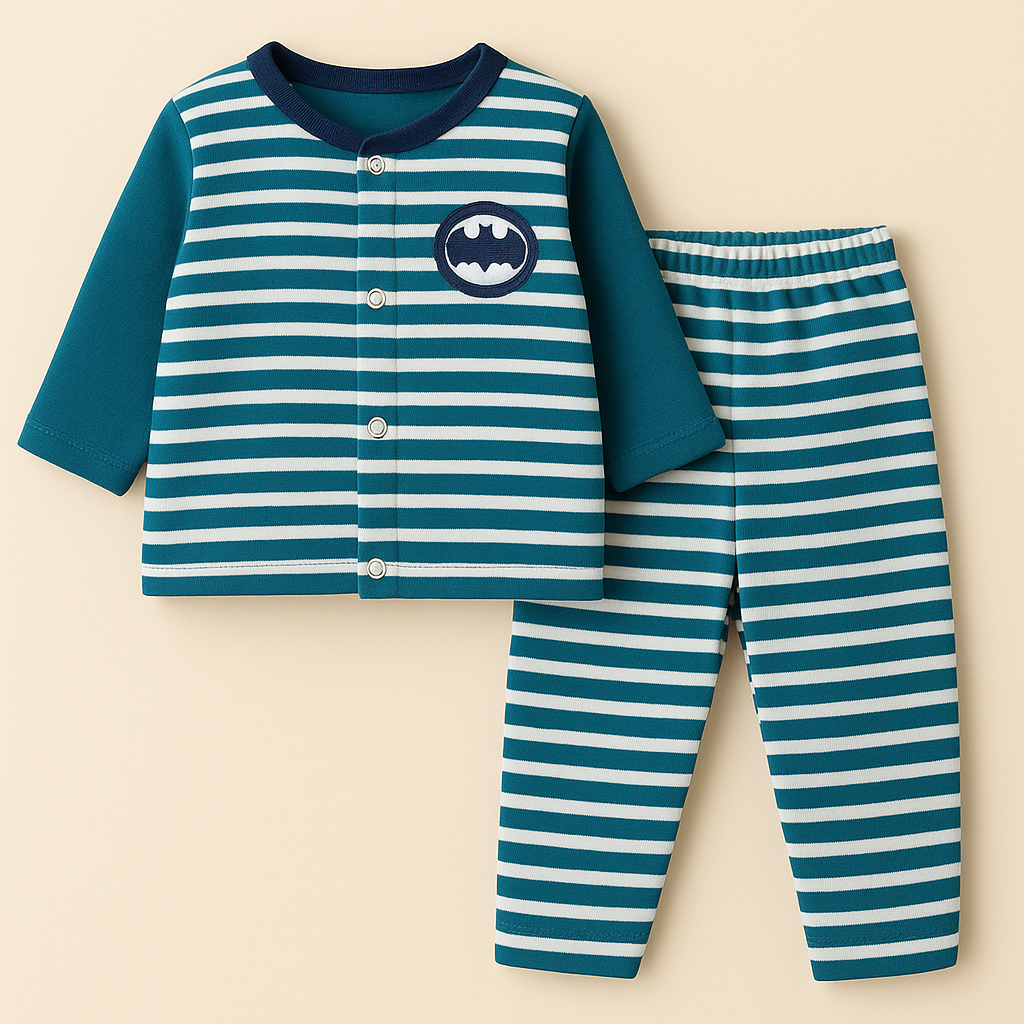 Baby Sleepsuit Fleece Stripes Green - Sunshine