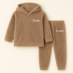 Kids Fleece Hoodie & Pajama Set Brown - Sunshine