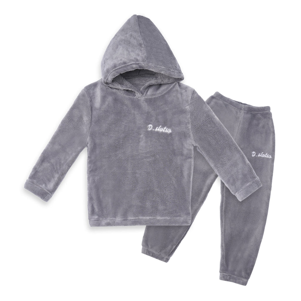 Kids Fleece Hoodie & Pajama Set Grey - Sunshine