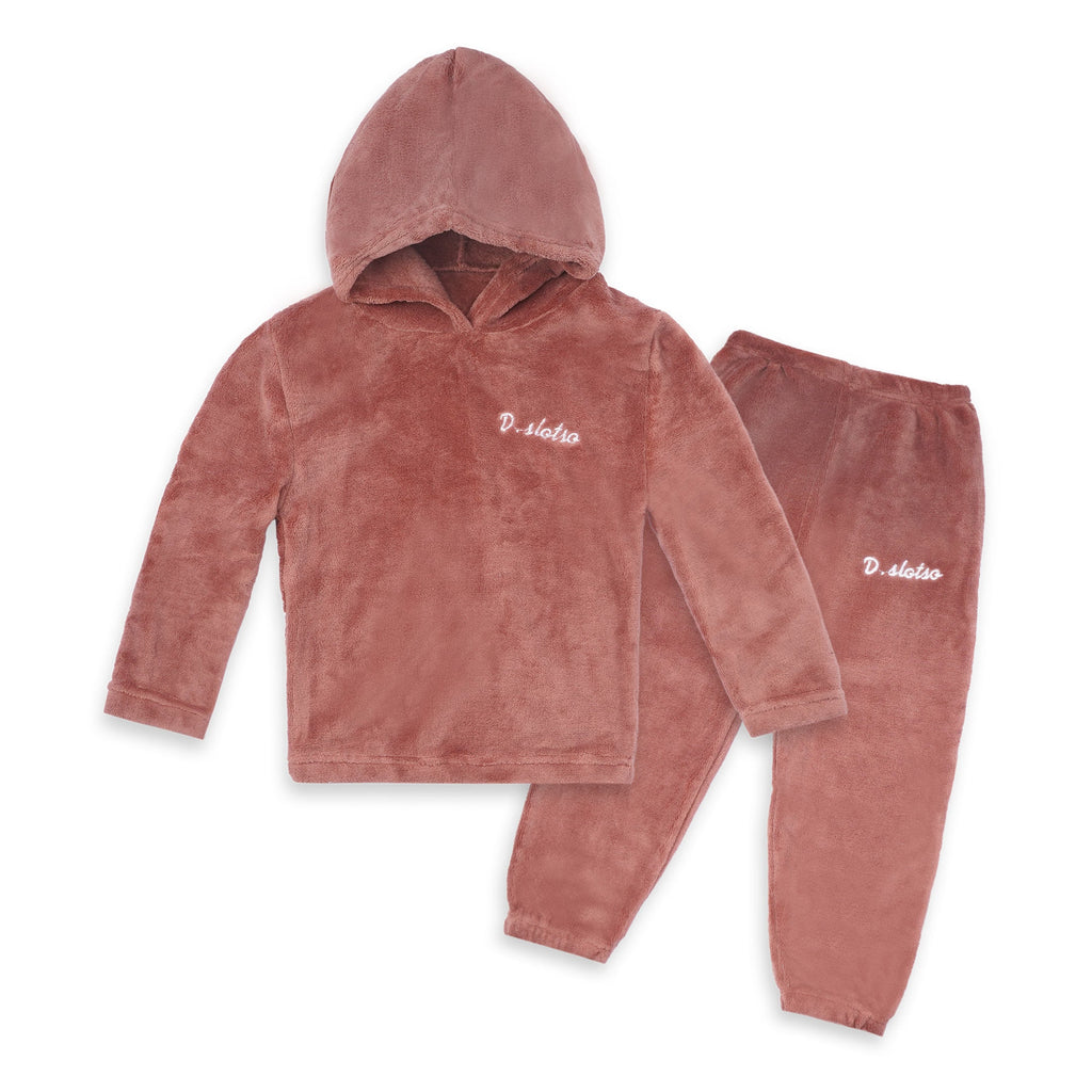 Kids Fleece Hoodie & Pajama Set Peach - Sunshine