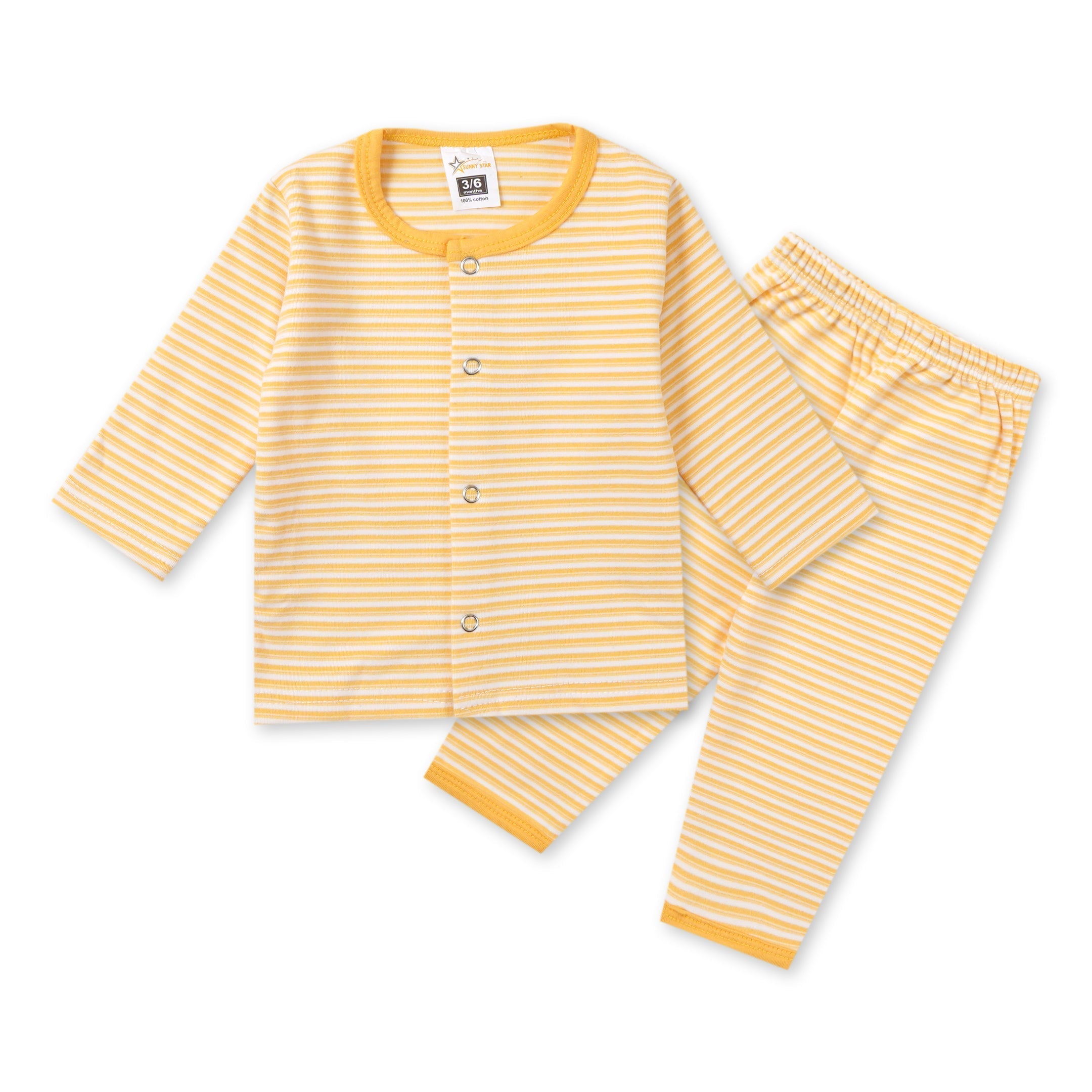 Baby Fleece Sleepsuit Stripes Yellow - Sunshine