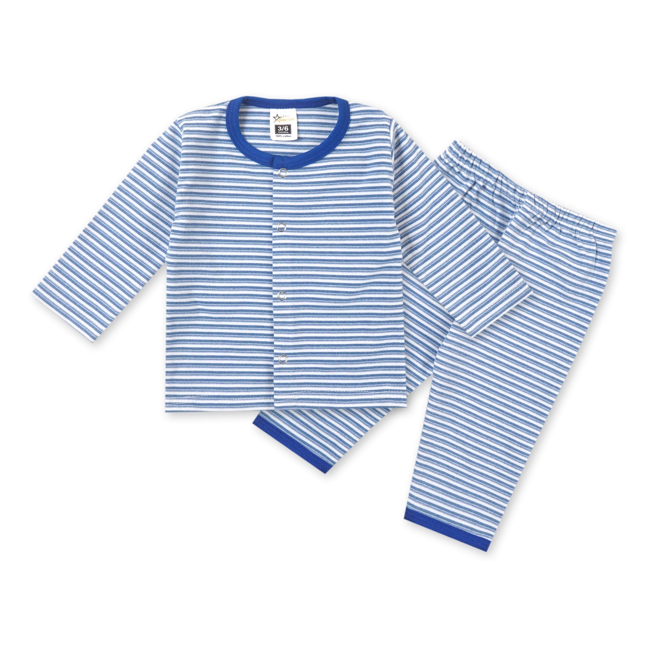Baby Fleece Sleepsuit Stripes Blue - Sunshine