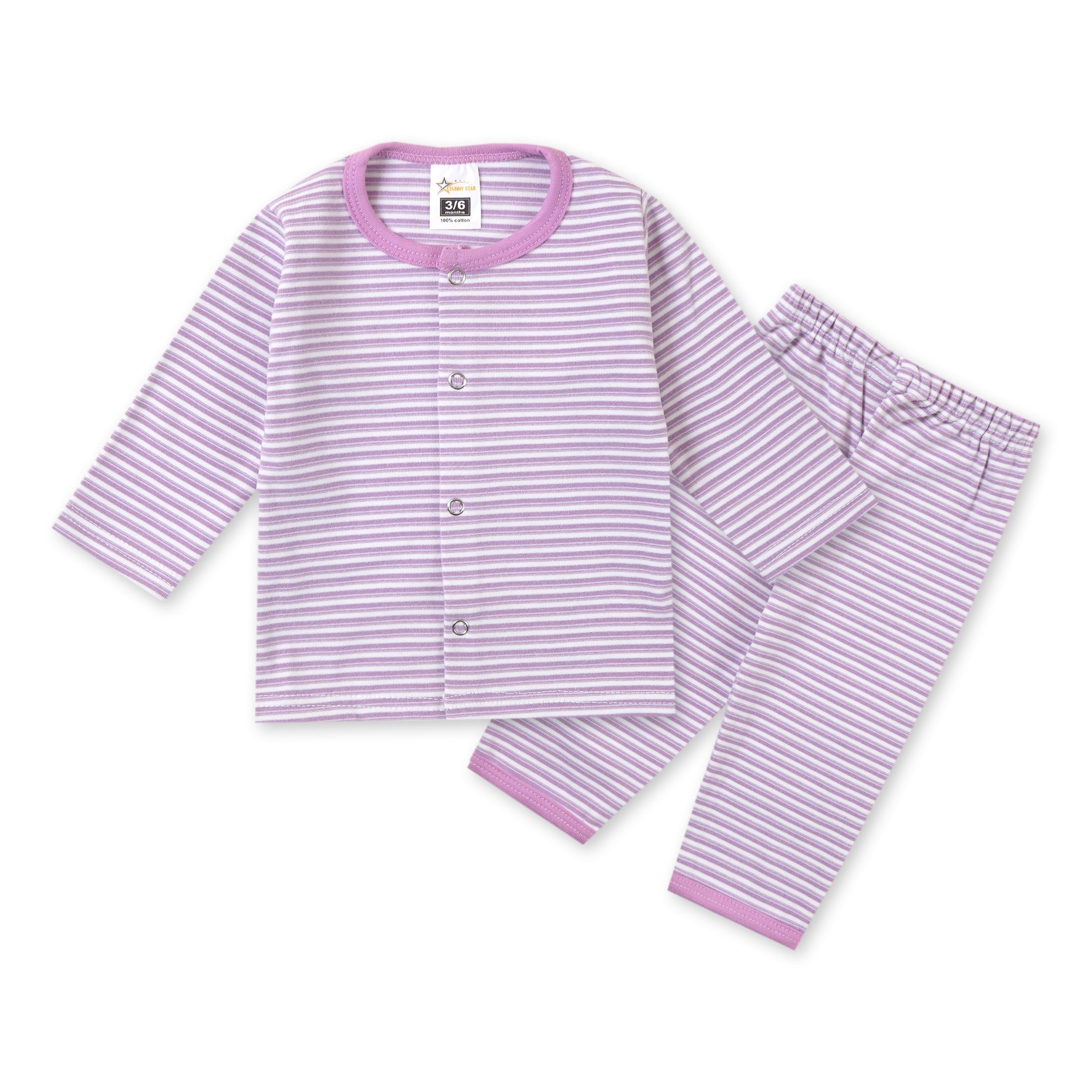Baby Fleece Sleepsuit Stripes Purple - Sunshine
