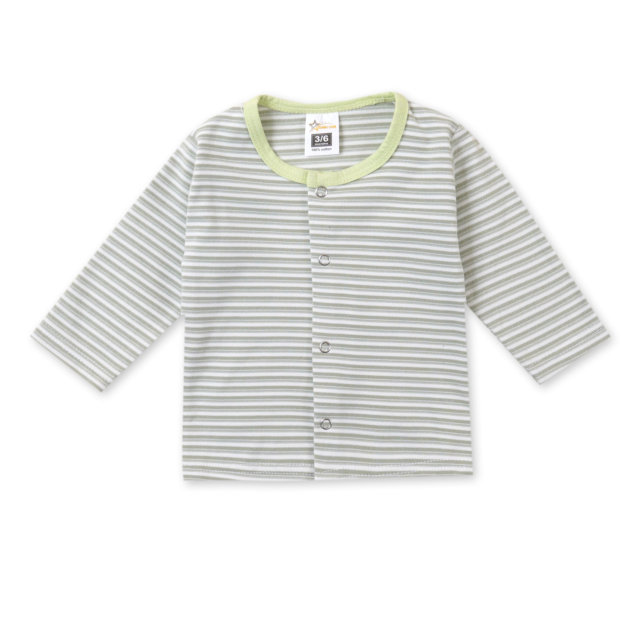 Baby Fleece Sleepsuit Stripes Green - Sunshine