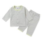 Baby Fleece Sleepsuit Stripes Green - Sunshine
