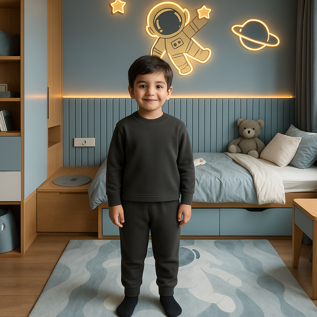 Kids Rib Innerwear Charcoal Sw - Sunshine