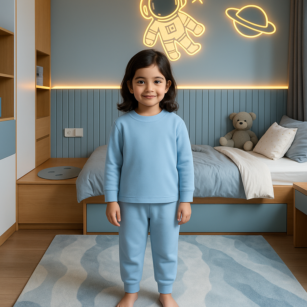 Kids Rib Innerwear Sky Blue Sw - Sunshine