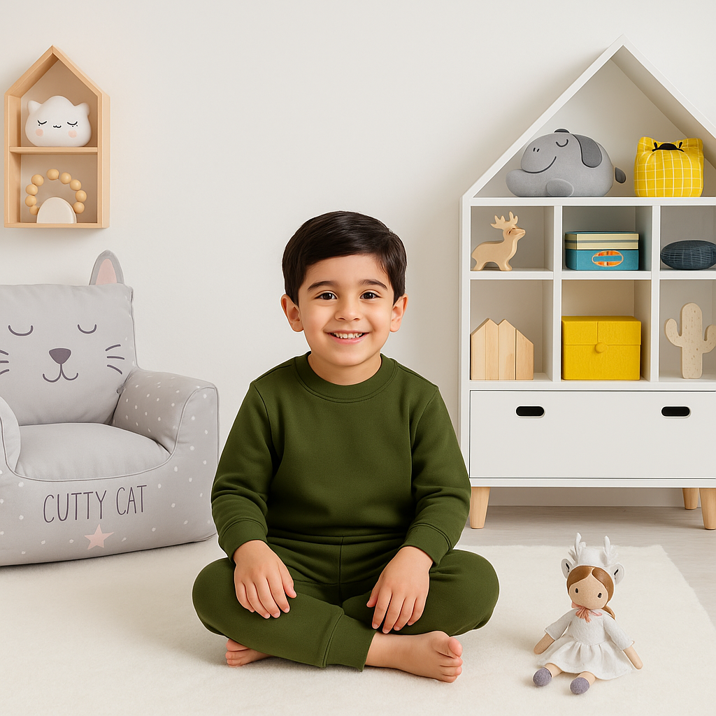 Kids Rib Innerwear Olive Green Sw - Sunshine