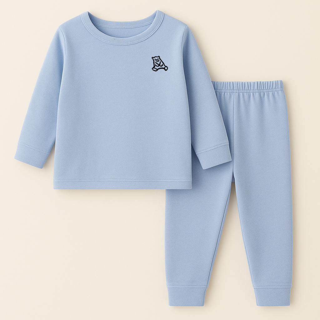 Kids Polyester Pajama Set Bear Sky Blue - Sunshine
