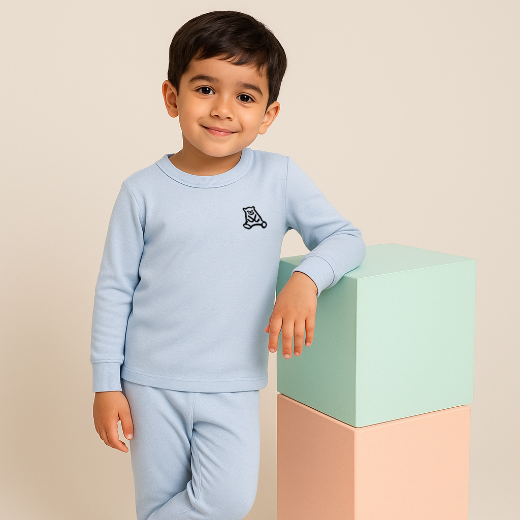 Kids Polyester Pajama Set Bear Sky Blue - Sunshine