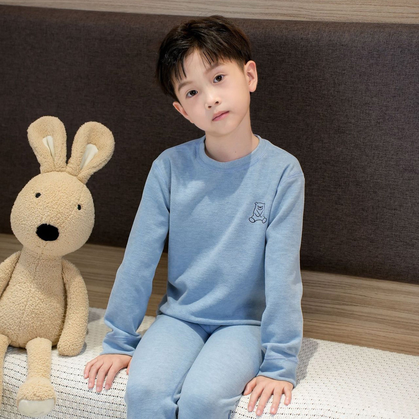 Kids Polyester Pajama Set Bear Sky Blue - Sunshine