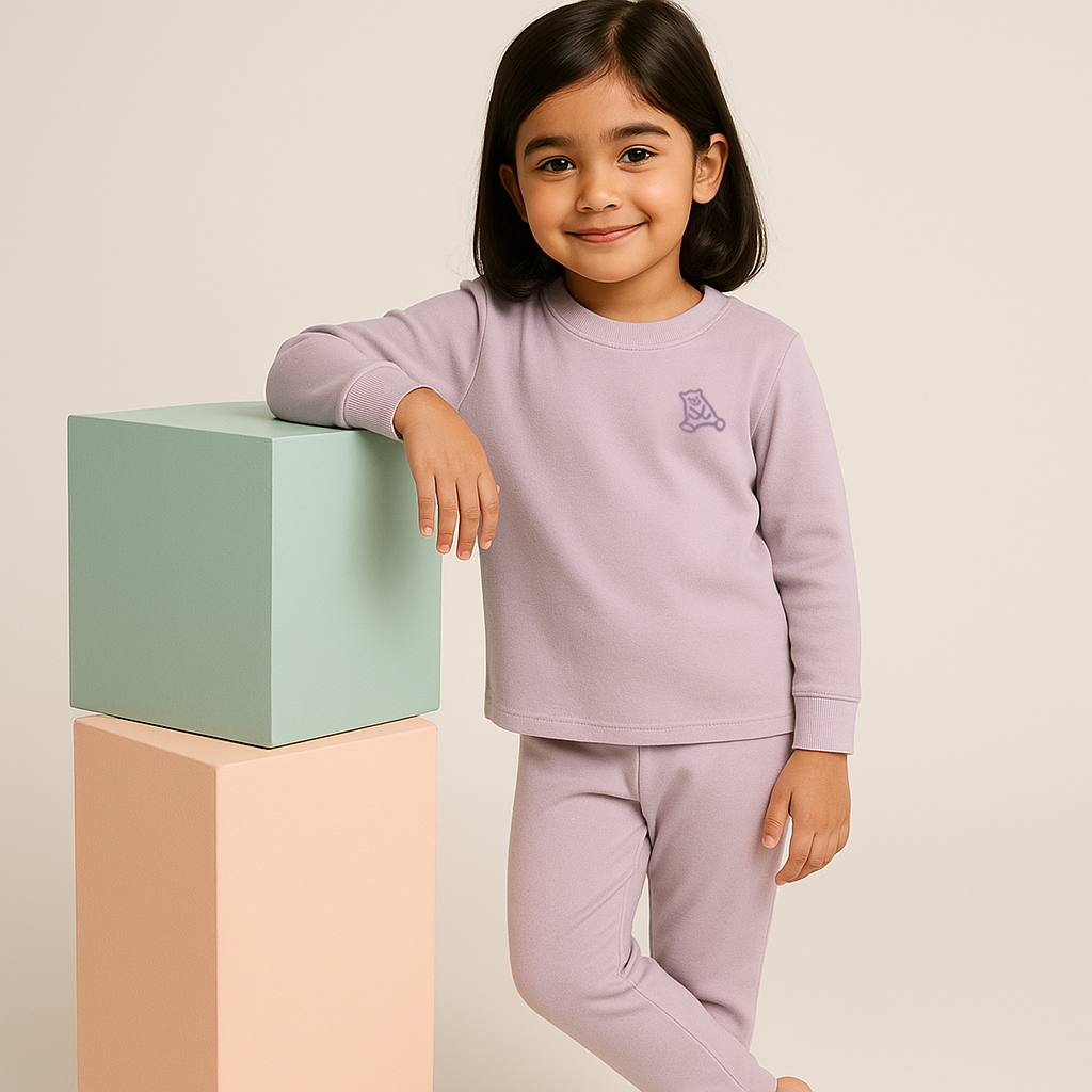 Kids Polyester Pajama Set Bear Purple - Sunshine