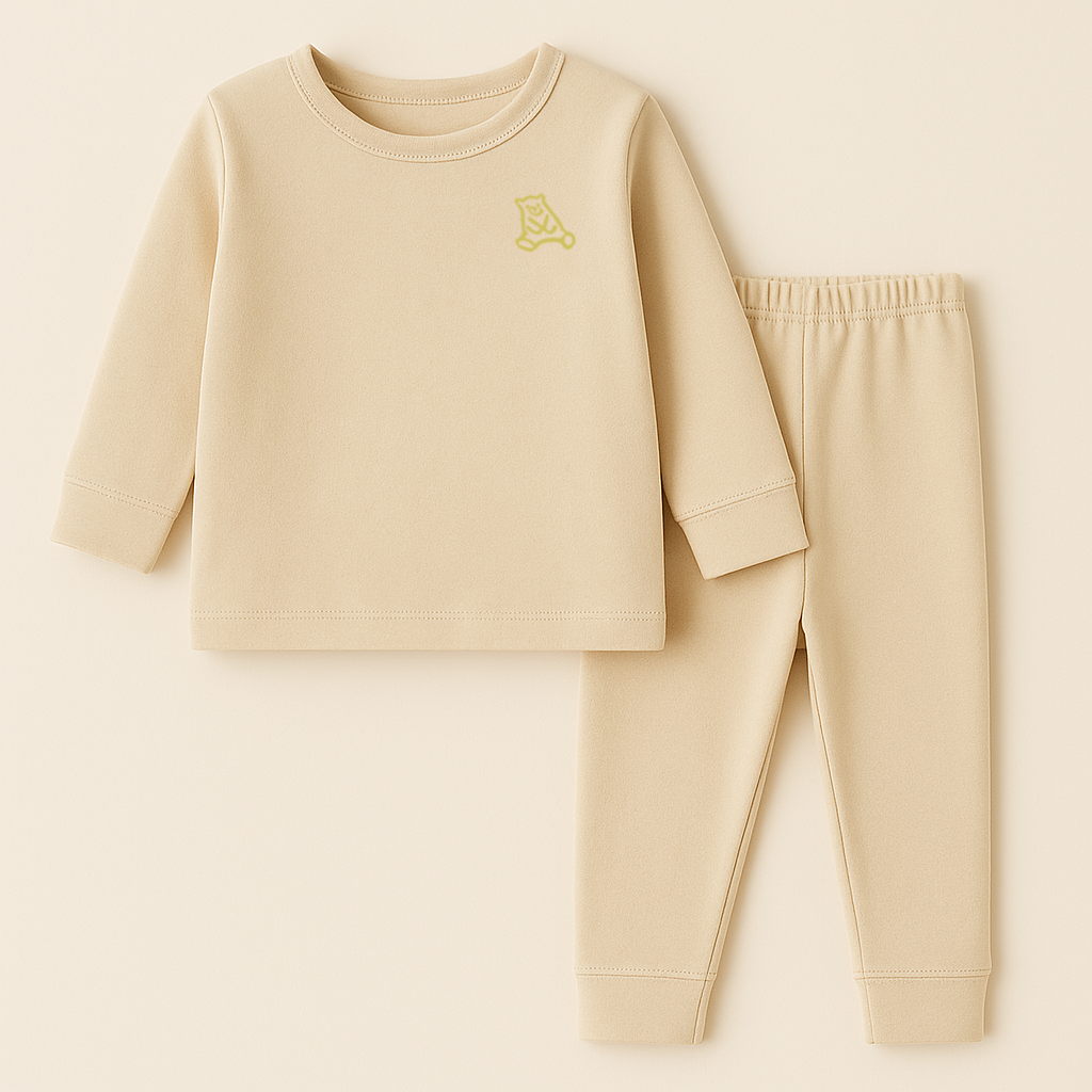 Kids Polyester Pajama Set Bear Beige - Sunshine