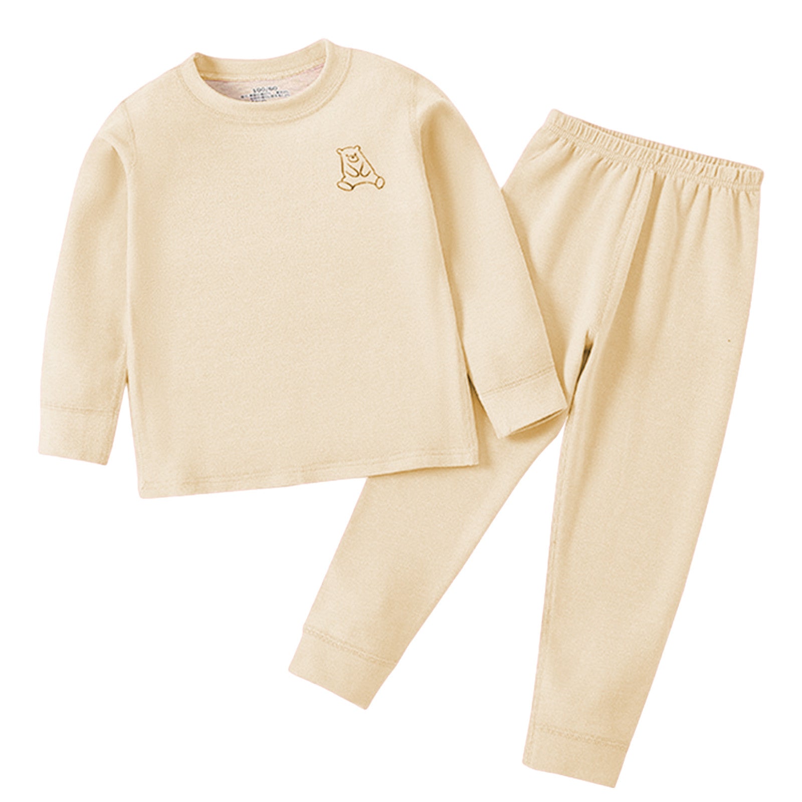 Kids Polyester Pajama Set Bear Beige - Sunshine