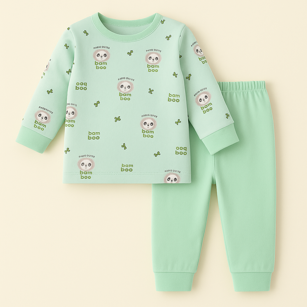 Baby Winter Pajama Set Cute Panda Green - Sunshine