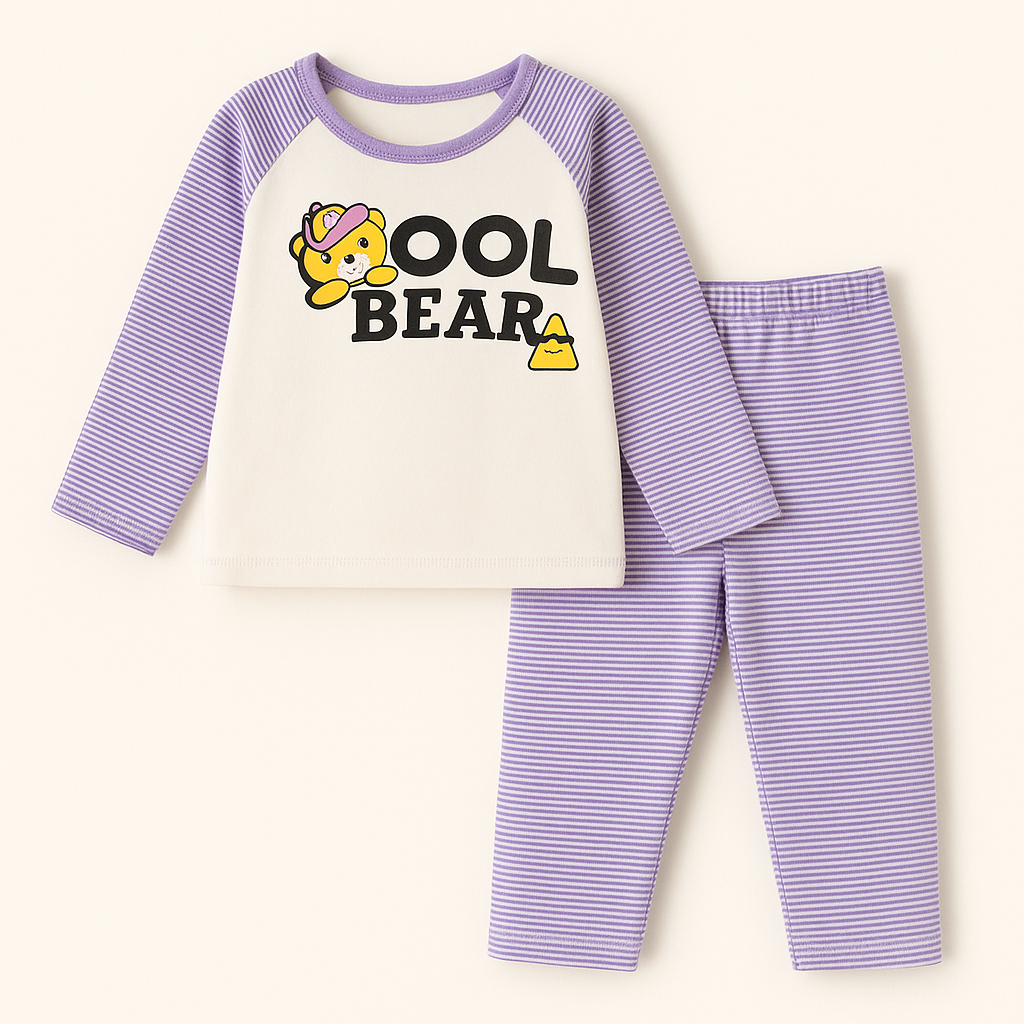 Baby Pajama Set Bear Stripes Purple - Sunshine