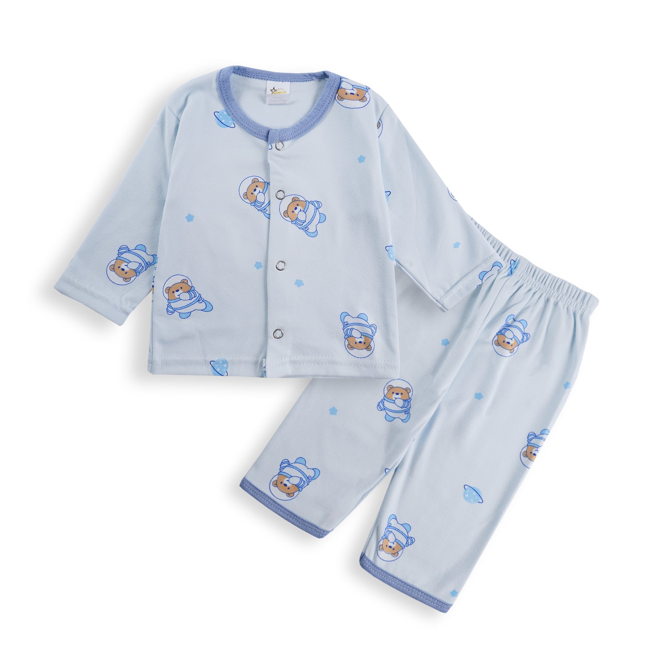Baby Sleepsuit Fleece Astronaut Bear Blue - Sunshine