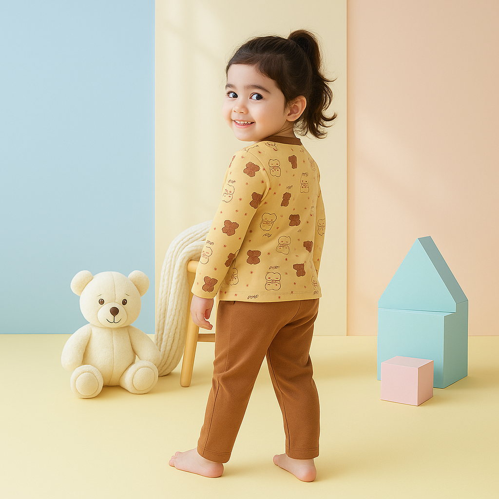 Baby Fleece Pajama Set Puppy Mustard - Sunshine