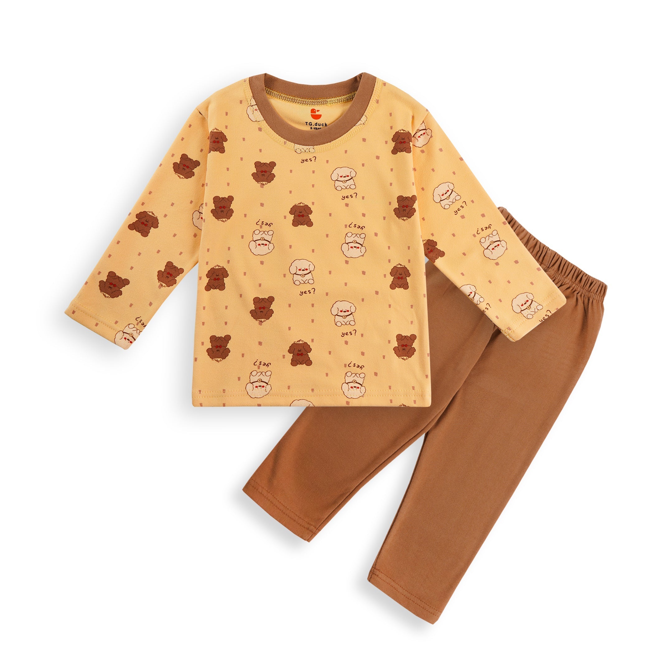Baby Fleece Pajama Set Puppy Mustard - Sunshine