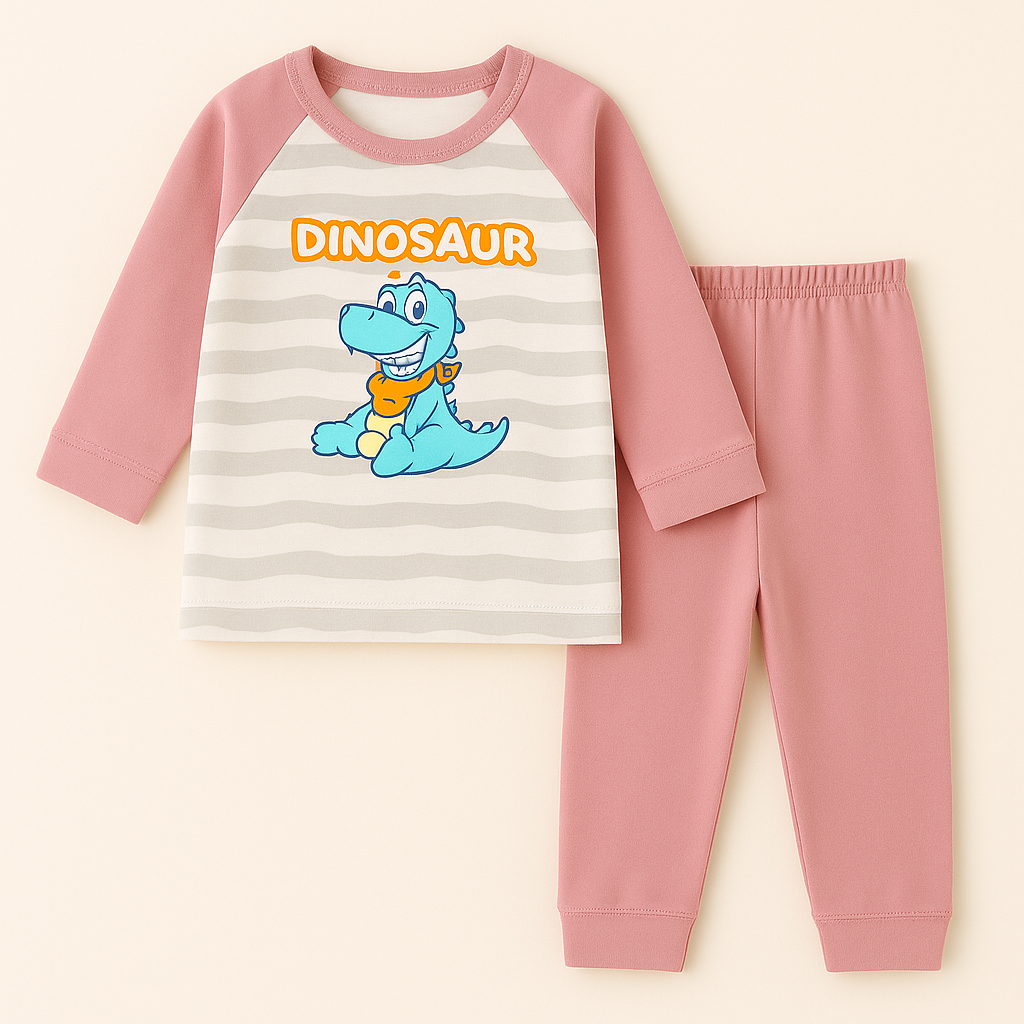Kids Fleece Pajama Set Dino Grey - Sunshine