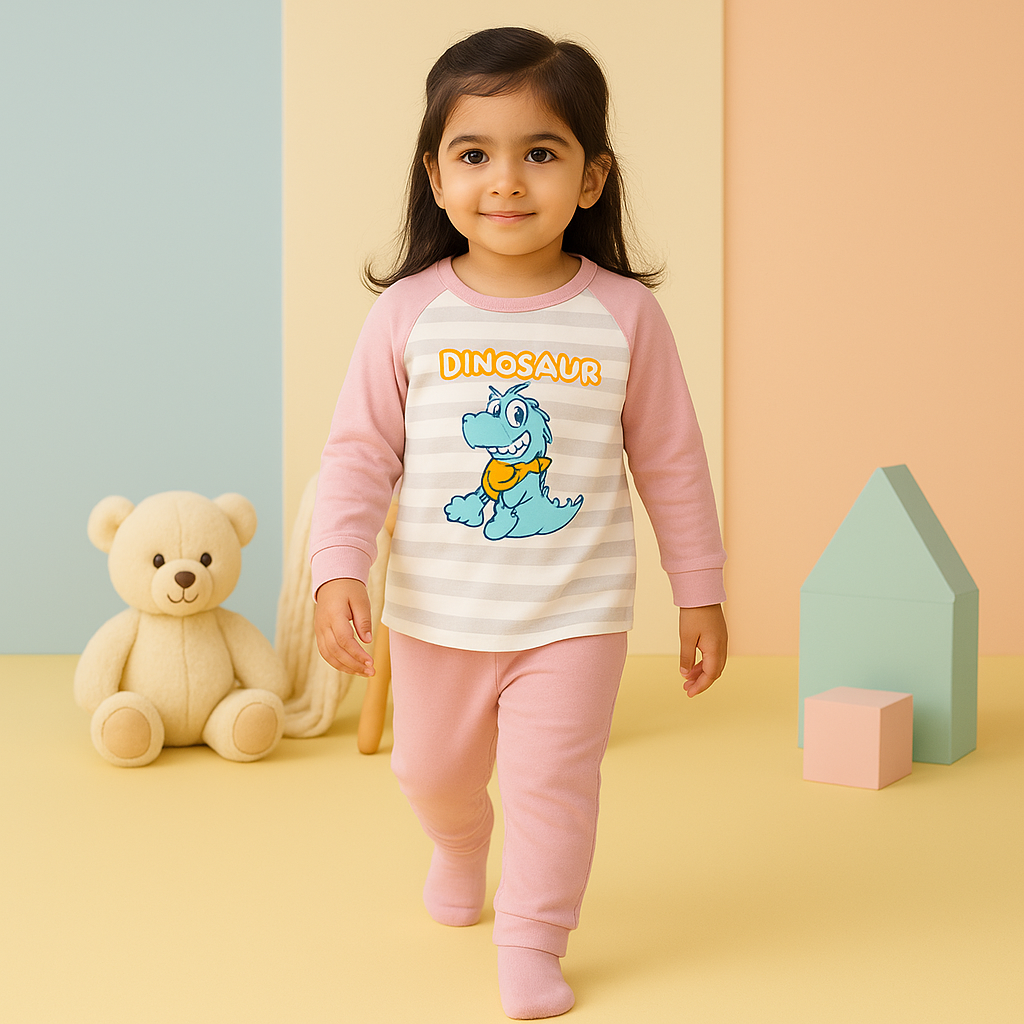 Kids Fleece Pajama Set Dino Grey - Sunshine