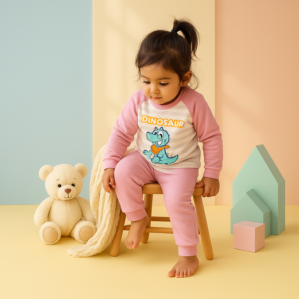 Kids Fleece Pajama Set Dino Grey - Sunshine