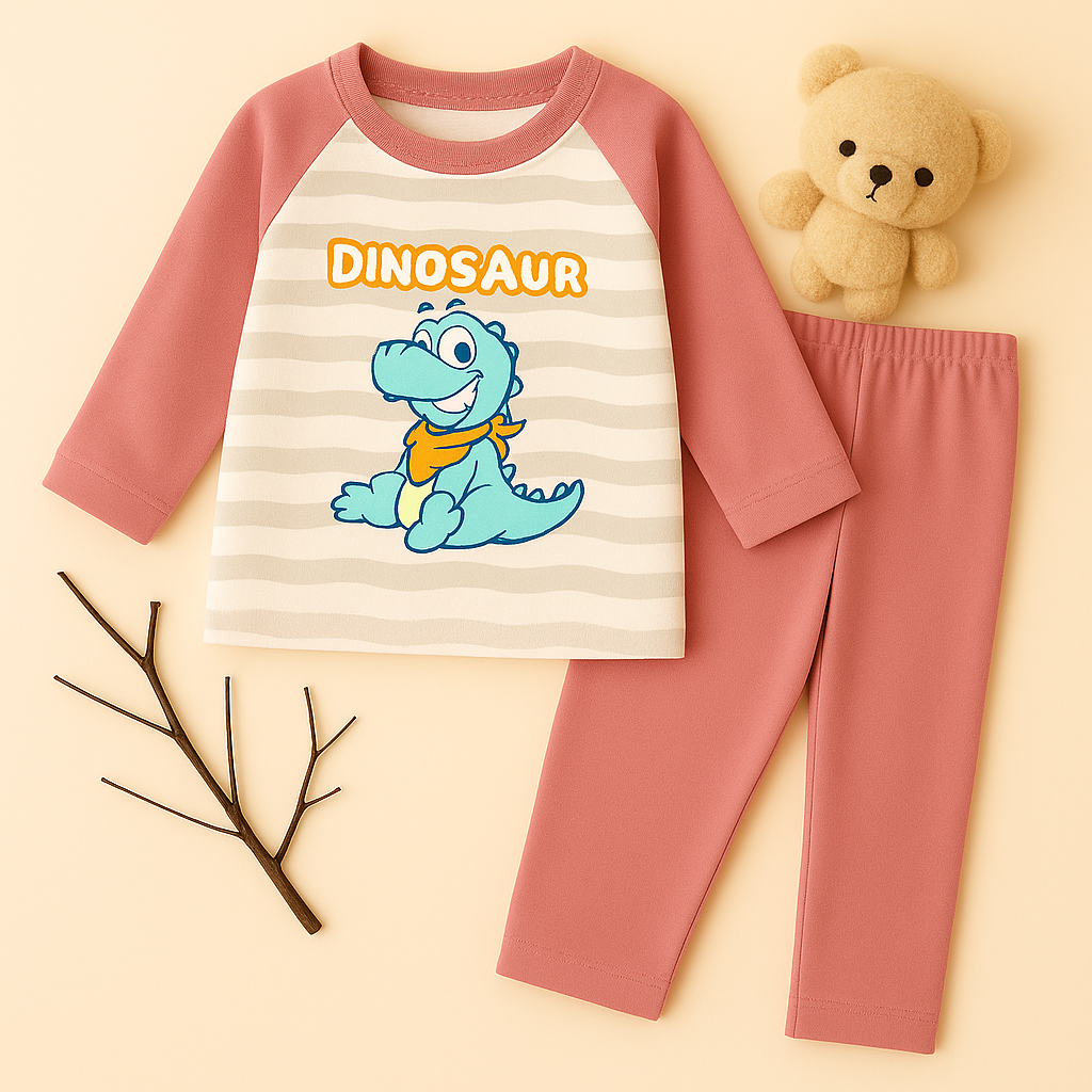 Kids Fleece Pajama Set Dino Grey - Sunshine