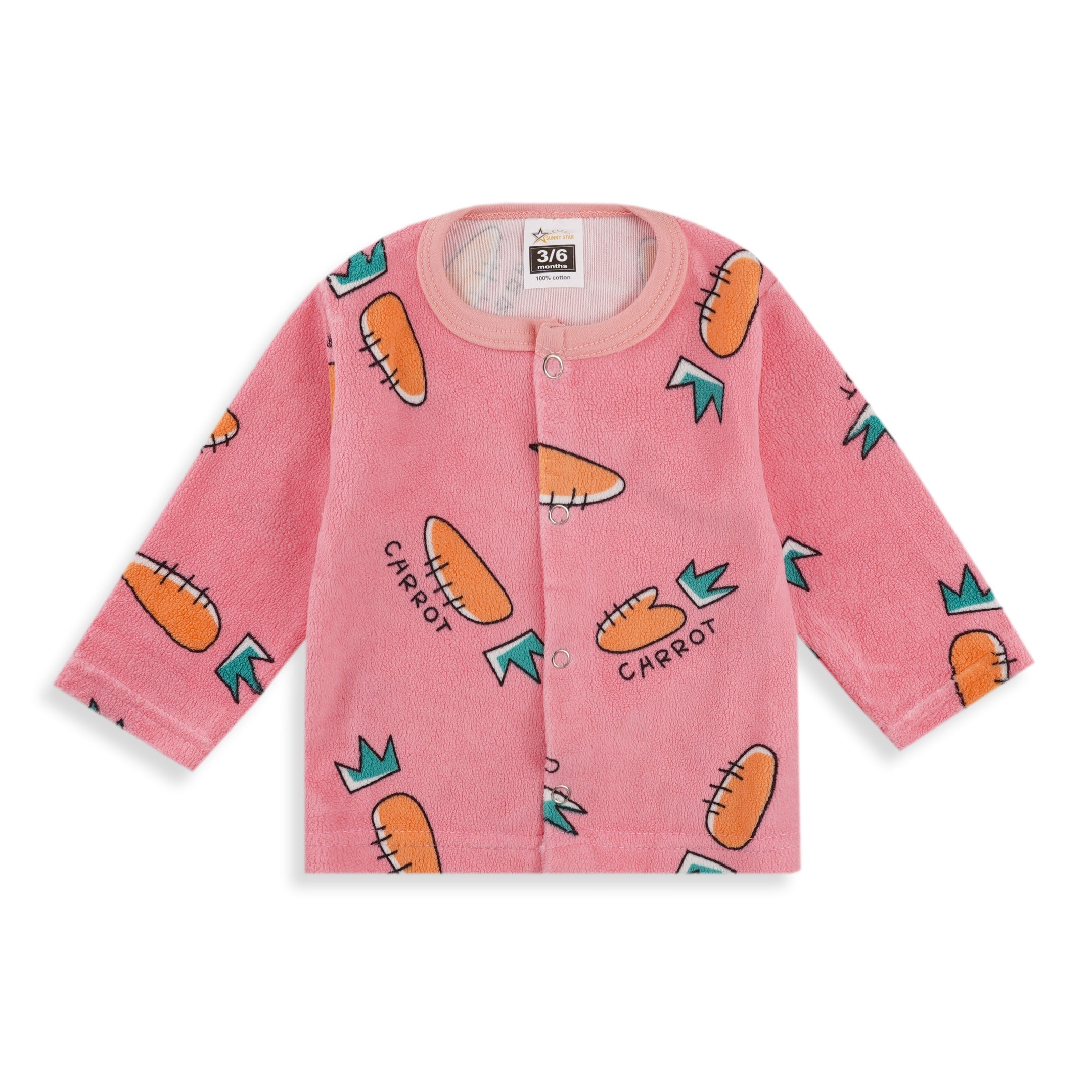 Baby Sleepsuit Fleece Carrot Pink - Sunshine