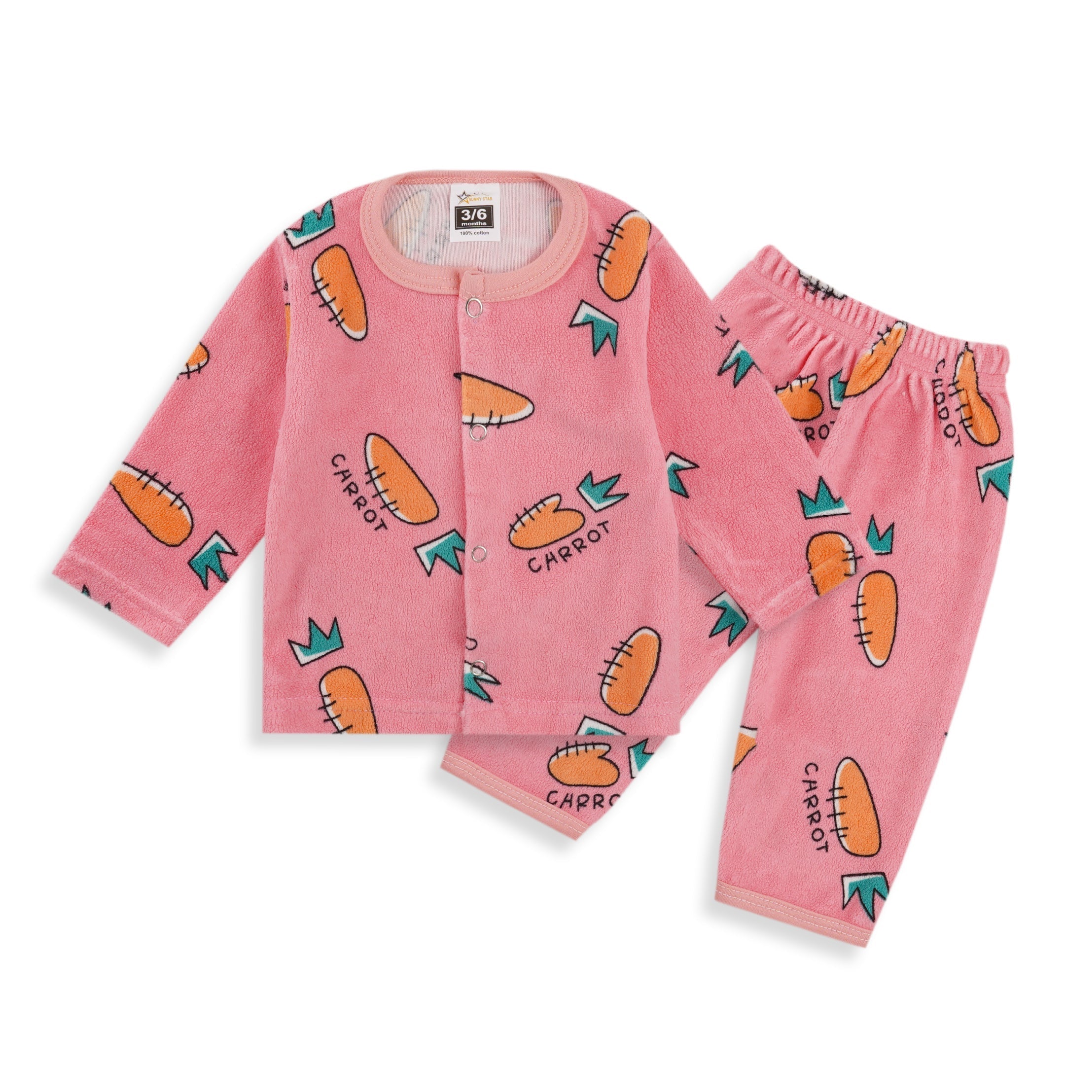 Baby Sleepsuit Fleece Carrot Pink - Sunshine