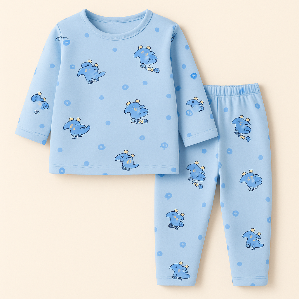 Baby Fleece Pajama Set Dino Blue - Sunshine