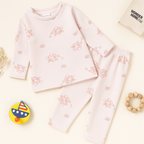 Baby Fleece Pajama Set Cartoon Baby Pink - Sunshine