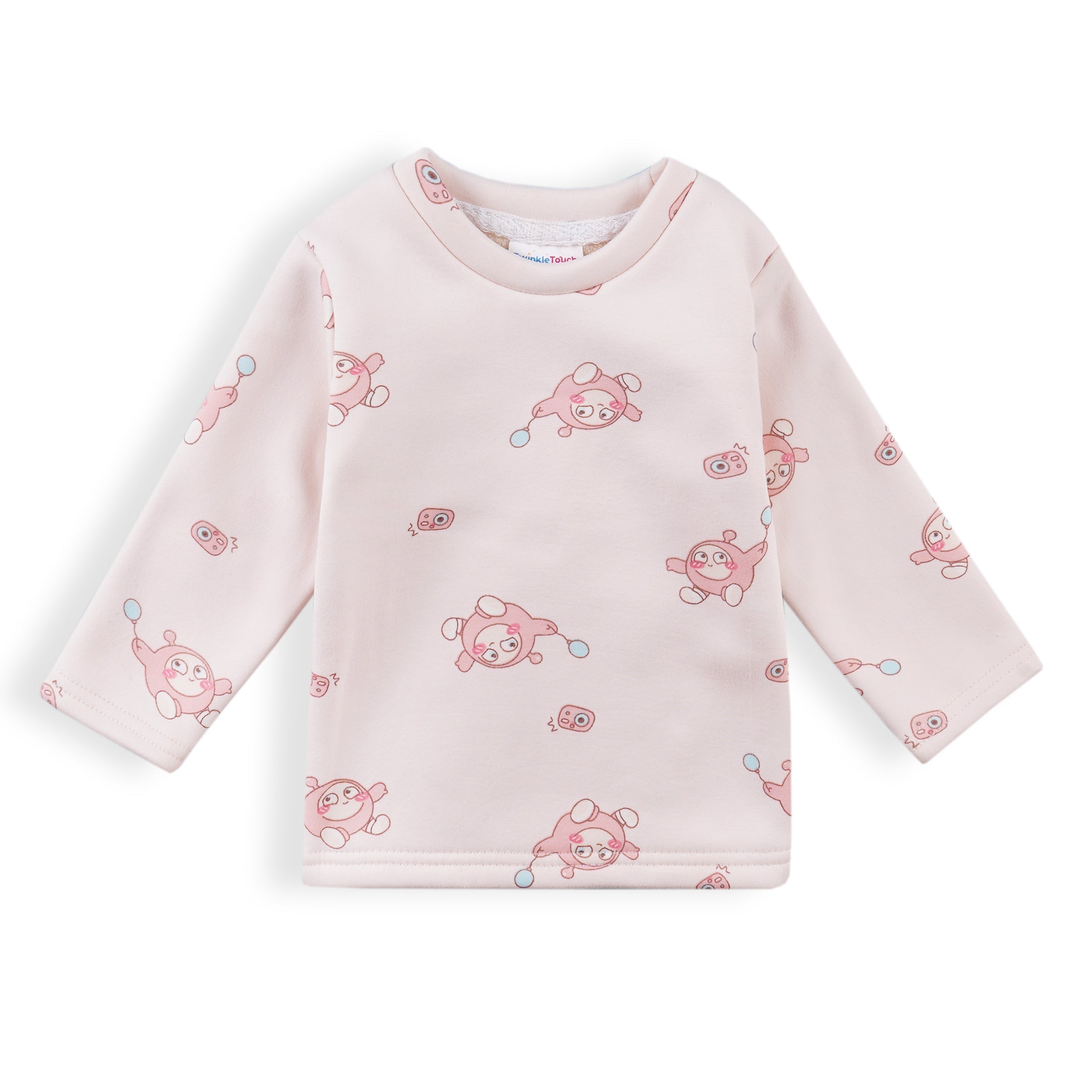 Baby Fleece Pajama Set Cartoon Baby Pink - Sunshine