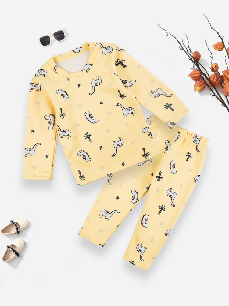 Baby Fleece Pajama Set Dino Yellow - Sunshine