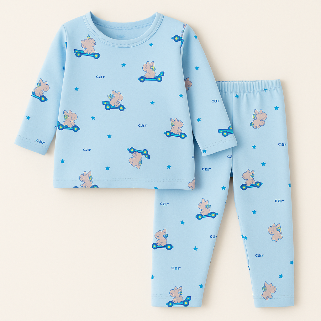 Baby Fleece Pajama Set Dino Blue - Sunshine