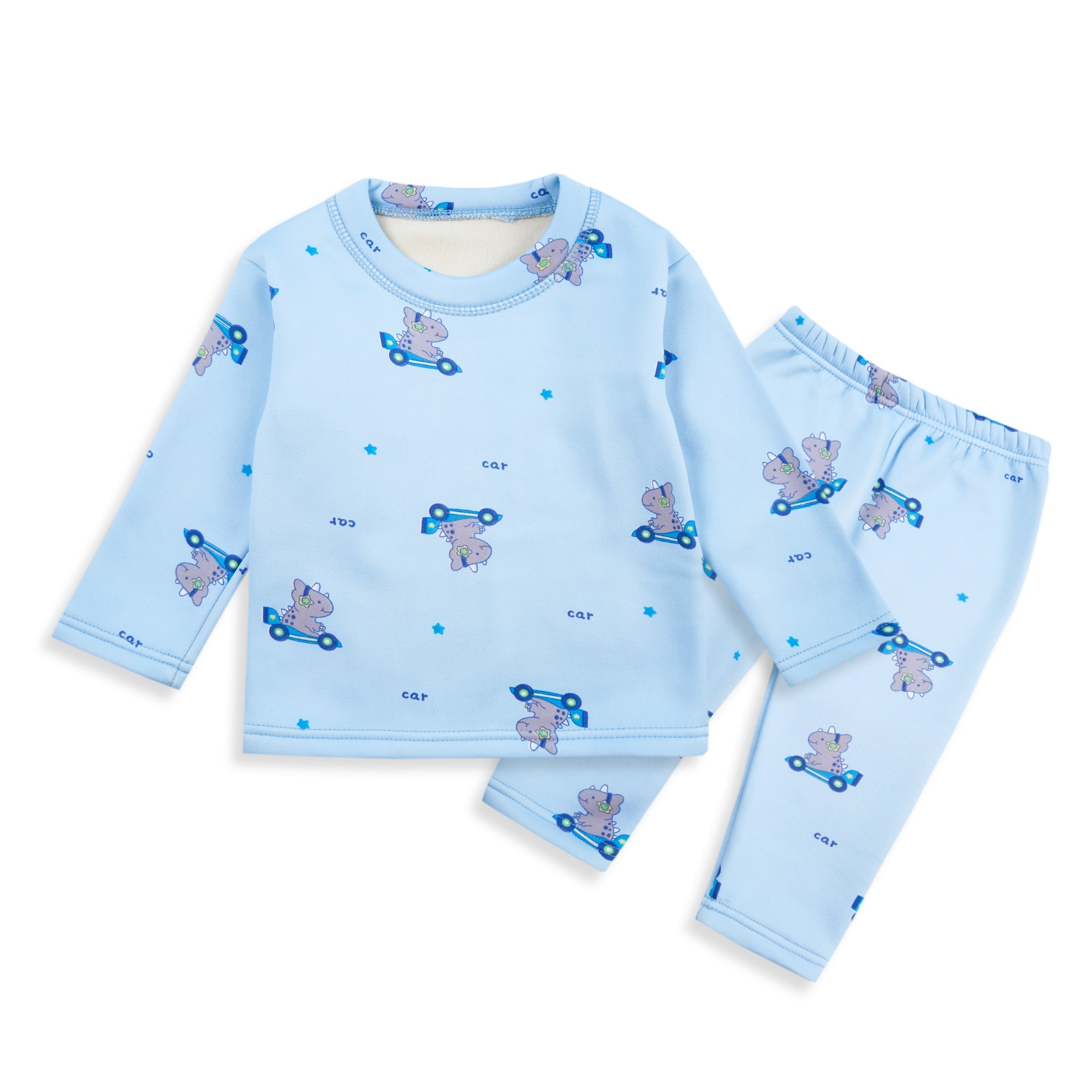 Baby Fleece Pajama Set Dino Blue - Sunshine