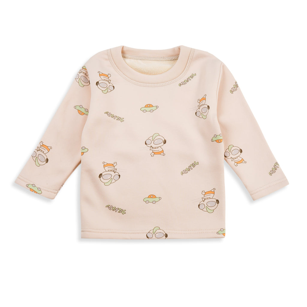 Baby Fleece Pajama Set Cartoon Beige - Sunshine
