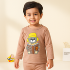 Baby Fleece Pajama Set Bear Strips Brown - Sunshine