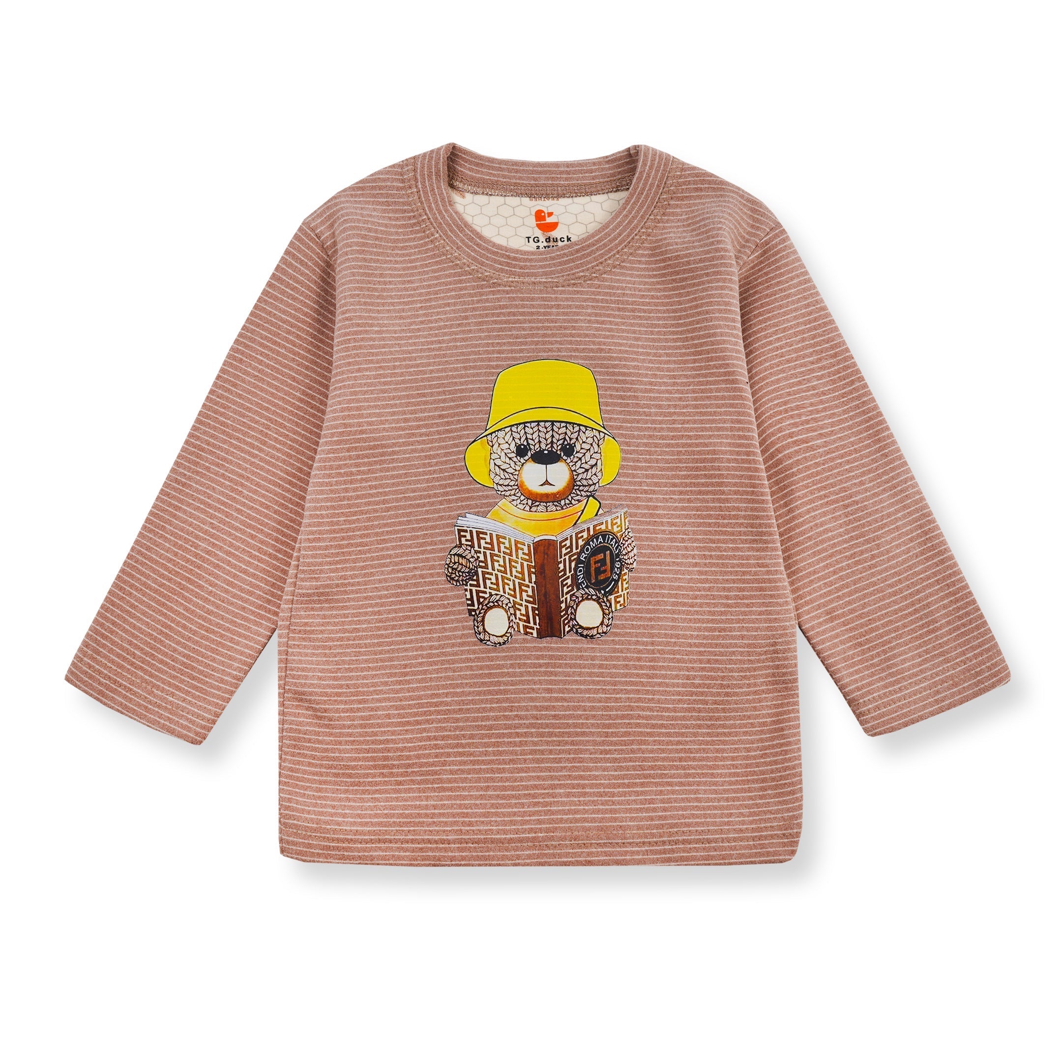 Baby Fleece Pajama Set Bear Strips Brown - Sunshine