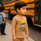 Baby Fleece Pajama Set Bear Strips Brown - Sunshine