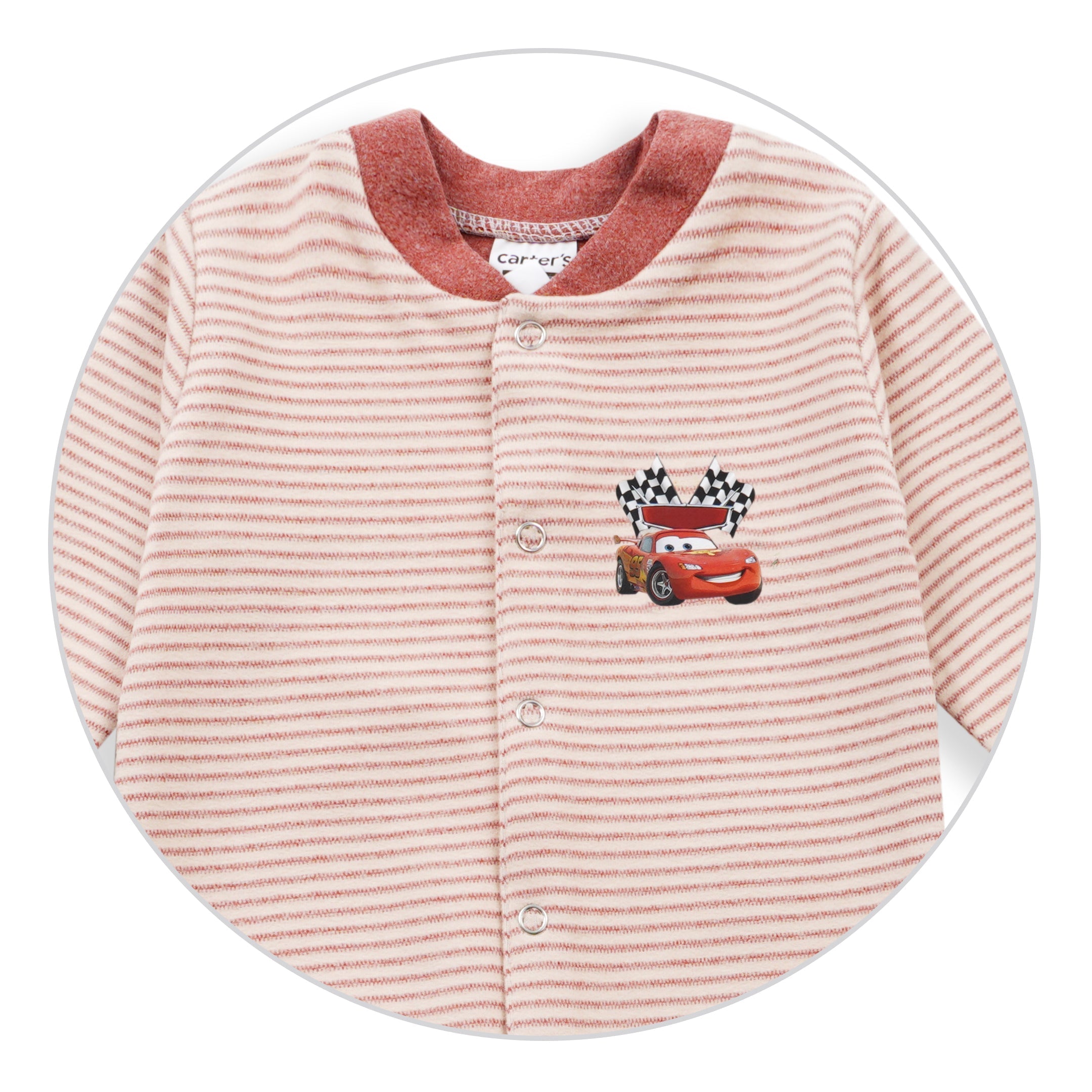 Baby Warm Full Body Sleepsuit Car Peach Stripes - Sunshine
