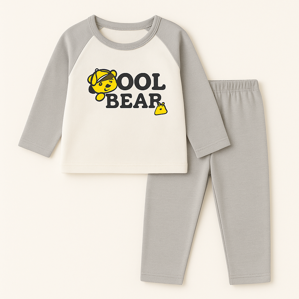 Baby Fleece Pajama Set Cool Bear Grey - Sunshine