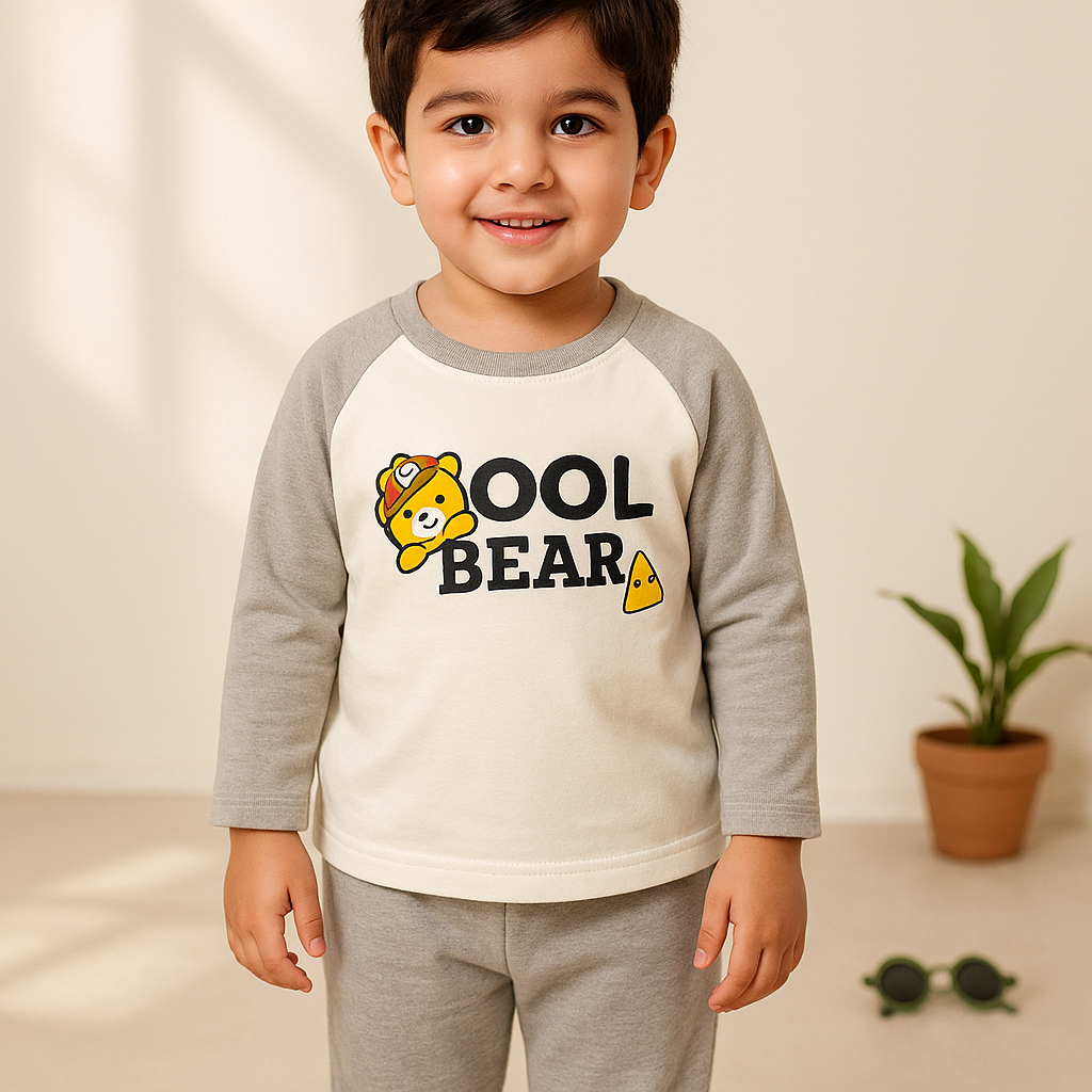 Baby Fleece Pajama Set Cool Bear Grey - Sunshine