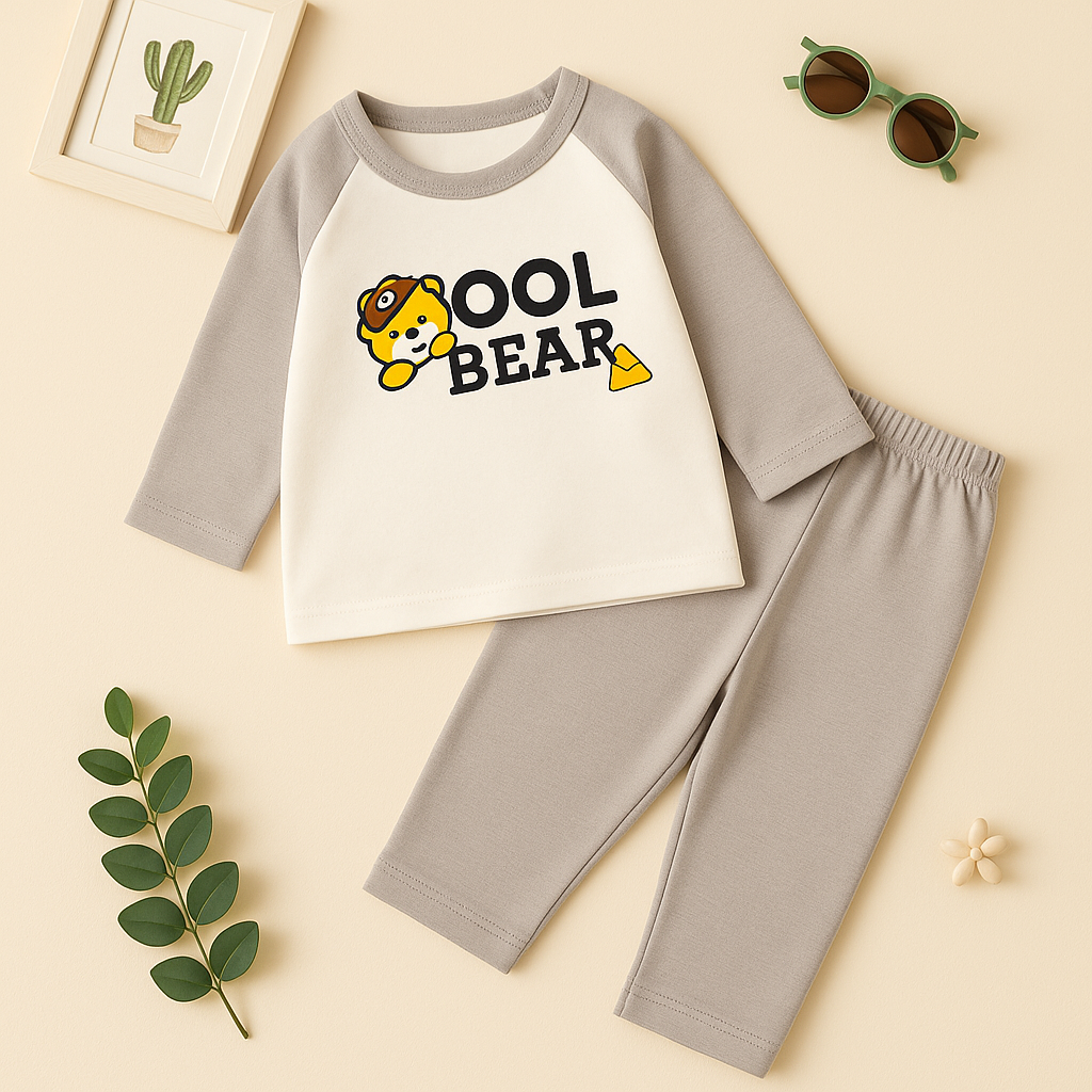 Baby Fleece Pajama Set Cool Bear Grey - Sunshine