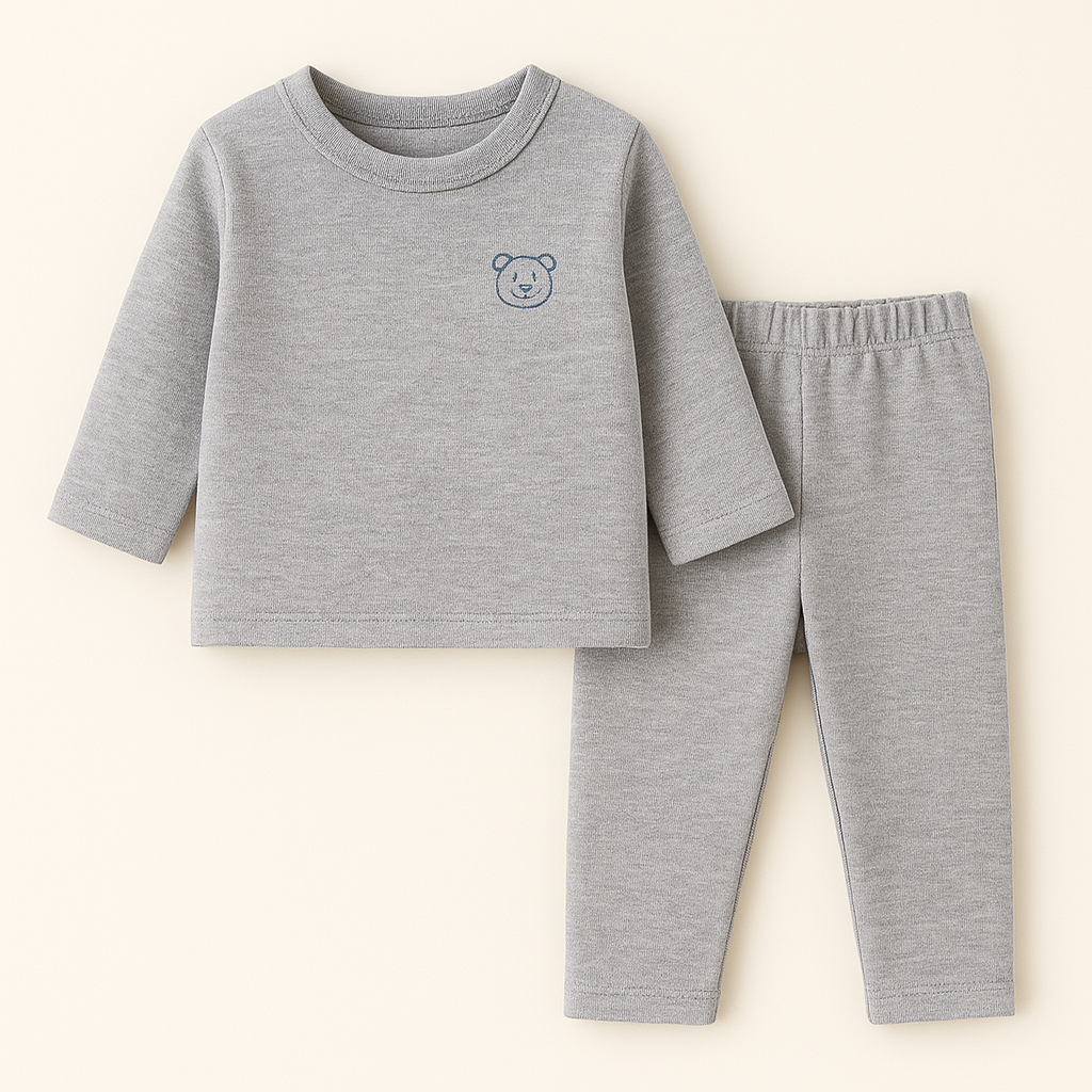 Baby Fleece Pajama Set Grey - Sunshine