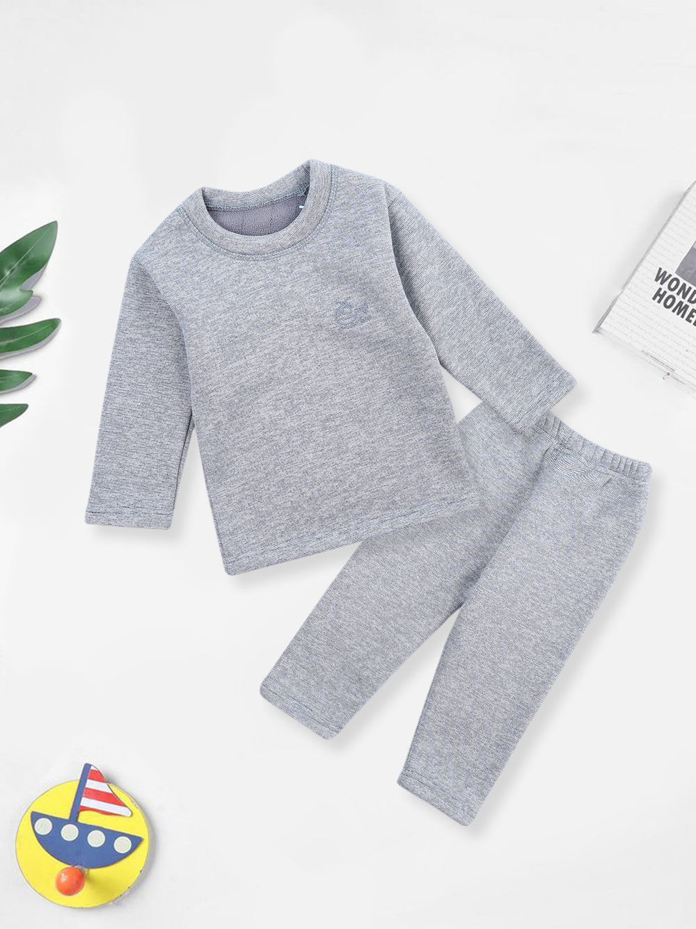 Baby Fleece Pajama Set Grey - Sunshine