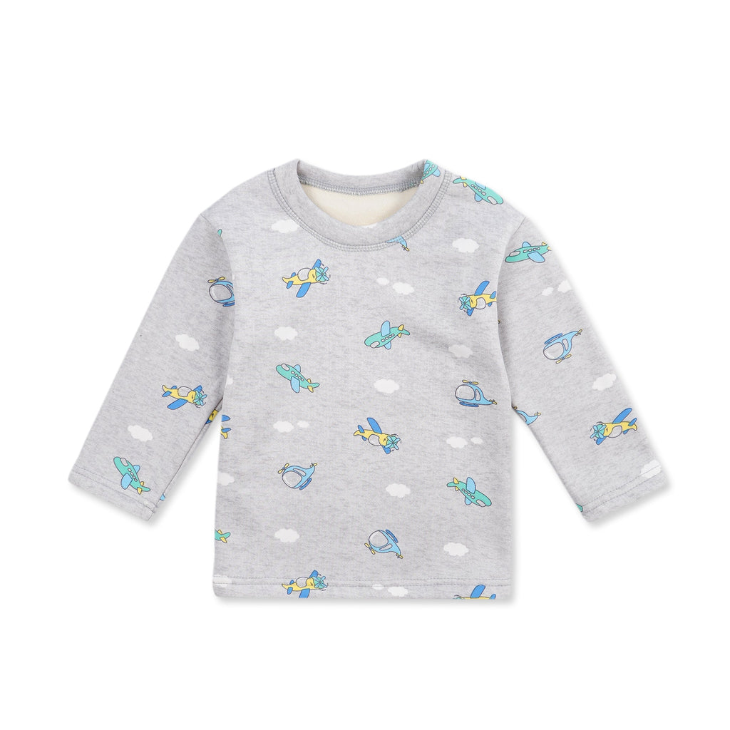 Baby Fleece Pajama Set Aeroplan Grey - Sunshine