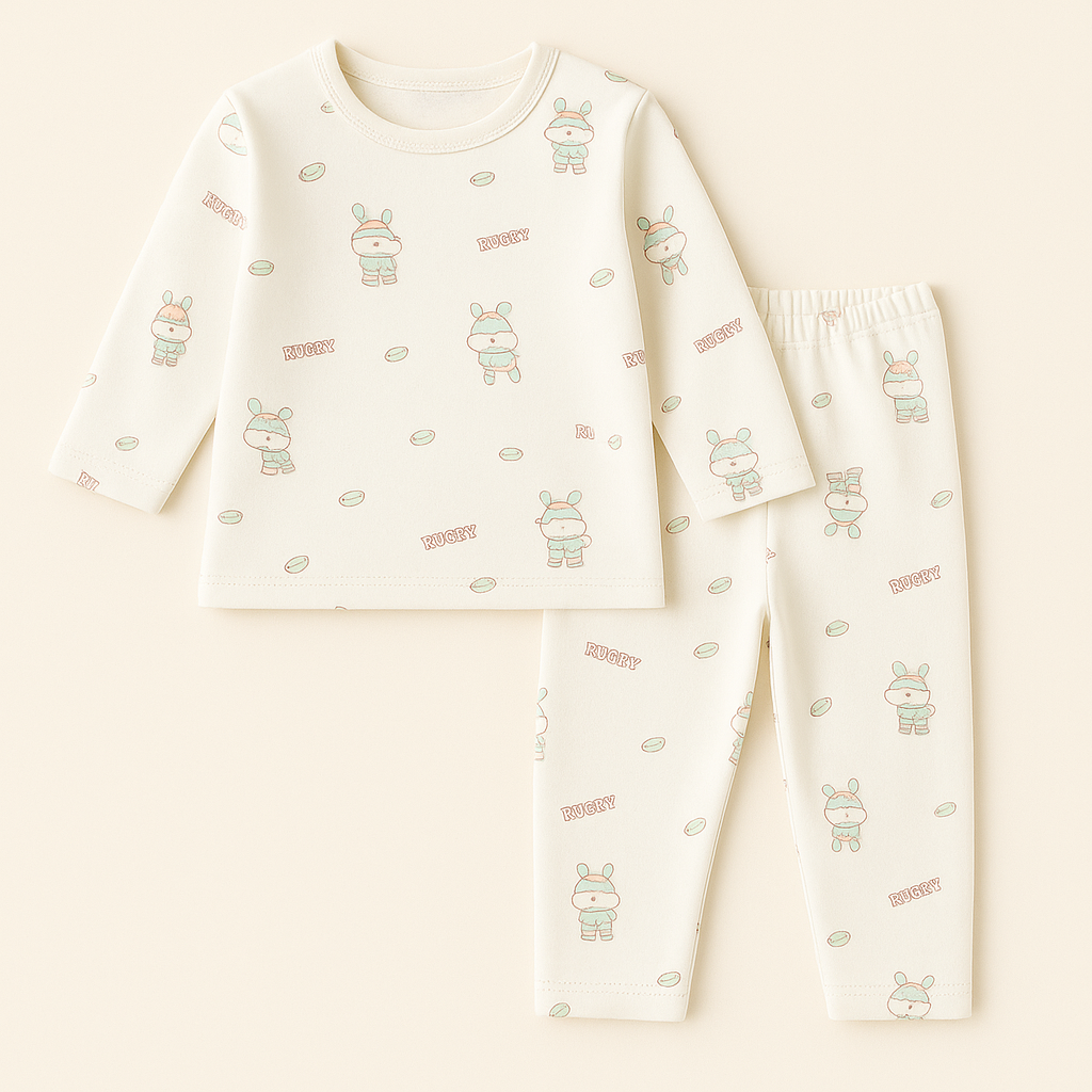 Baby Fleece Pajama Set Bunny Green - Sunshine