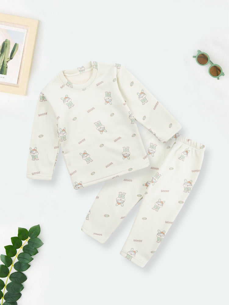 Baby Fleece Pajama Set Bunny Green - Sunshine