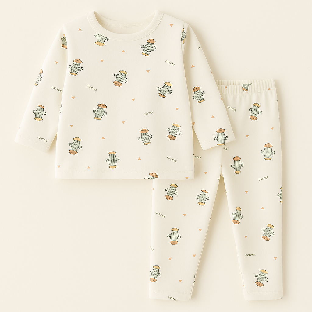 Baby Fleece Pajama Set Cactus Off White - Sunshine