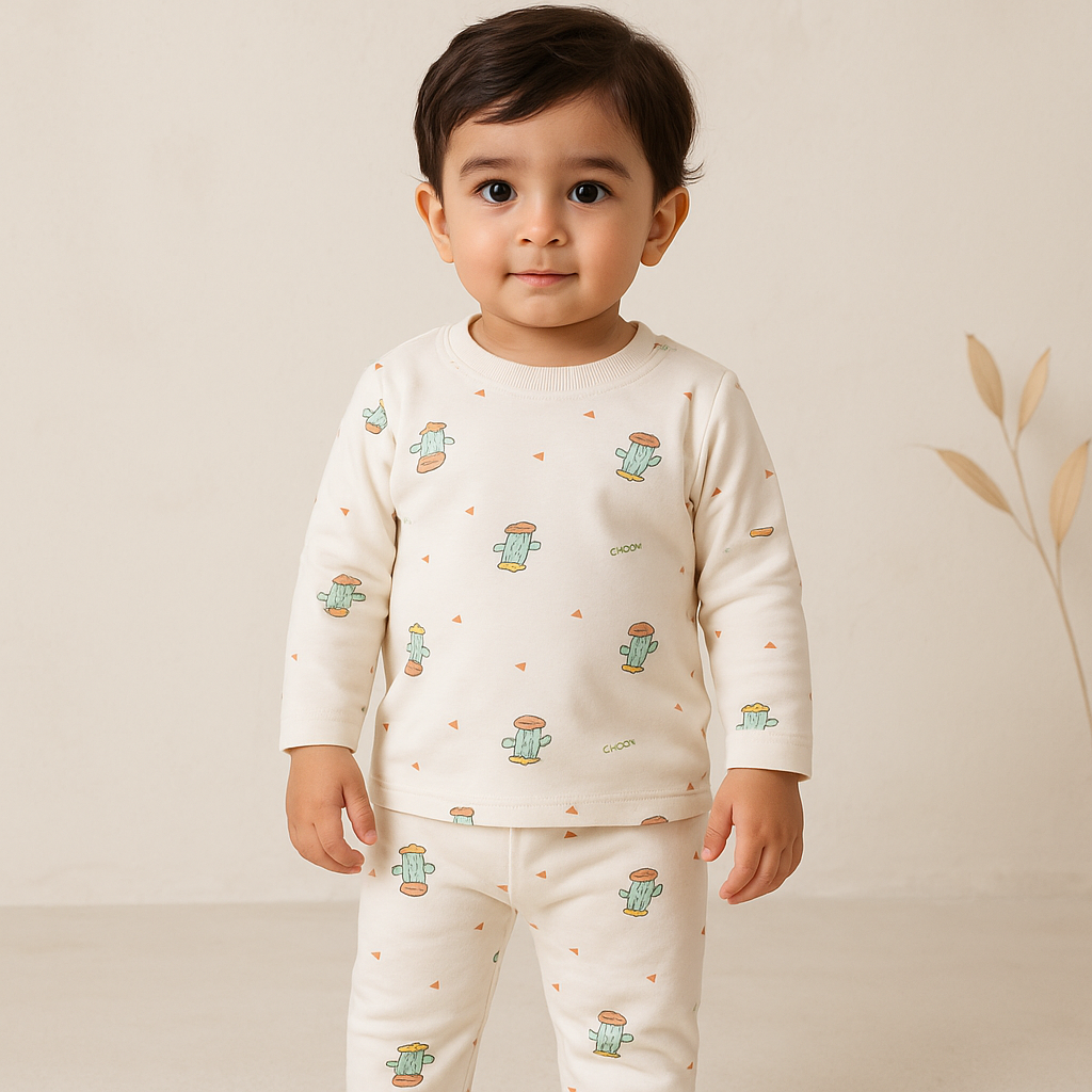 Baby Fleece Pajama Set Cactus Off White - Sunshine